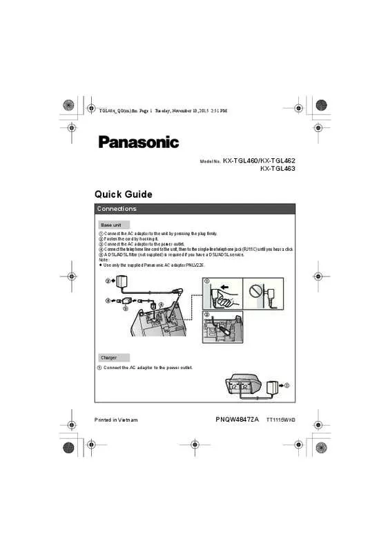 Mode d'emploi PANASONIC KX-TGL460