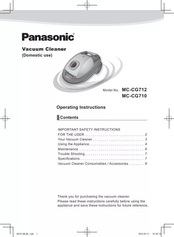 Mode d'emploi PANASONIC MC-CG710