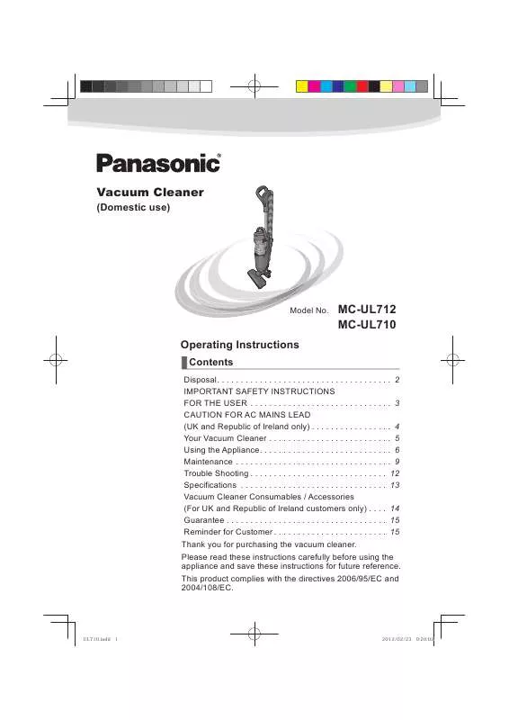Mode d'emploi PANASONIC MC-UL710