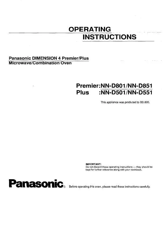 Mode d'emploi PANASONIC NN-D801