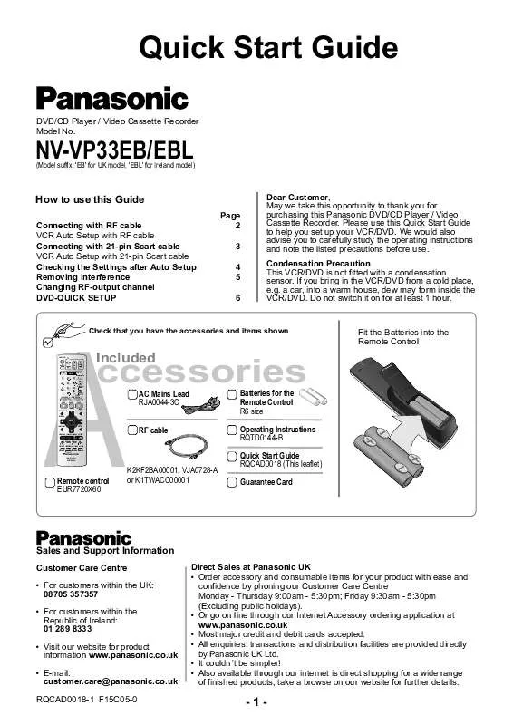 Mode d'emploi PANASONIC NV-VP33