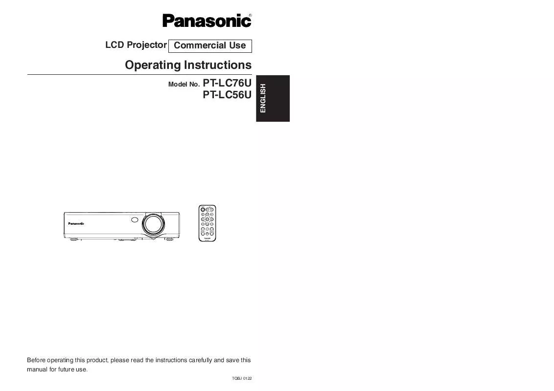 Mode d'emploi PANASONIC PT-LC56