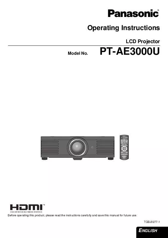Mode d'emploi PANASONIC PT-AE3000U