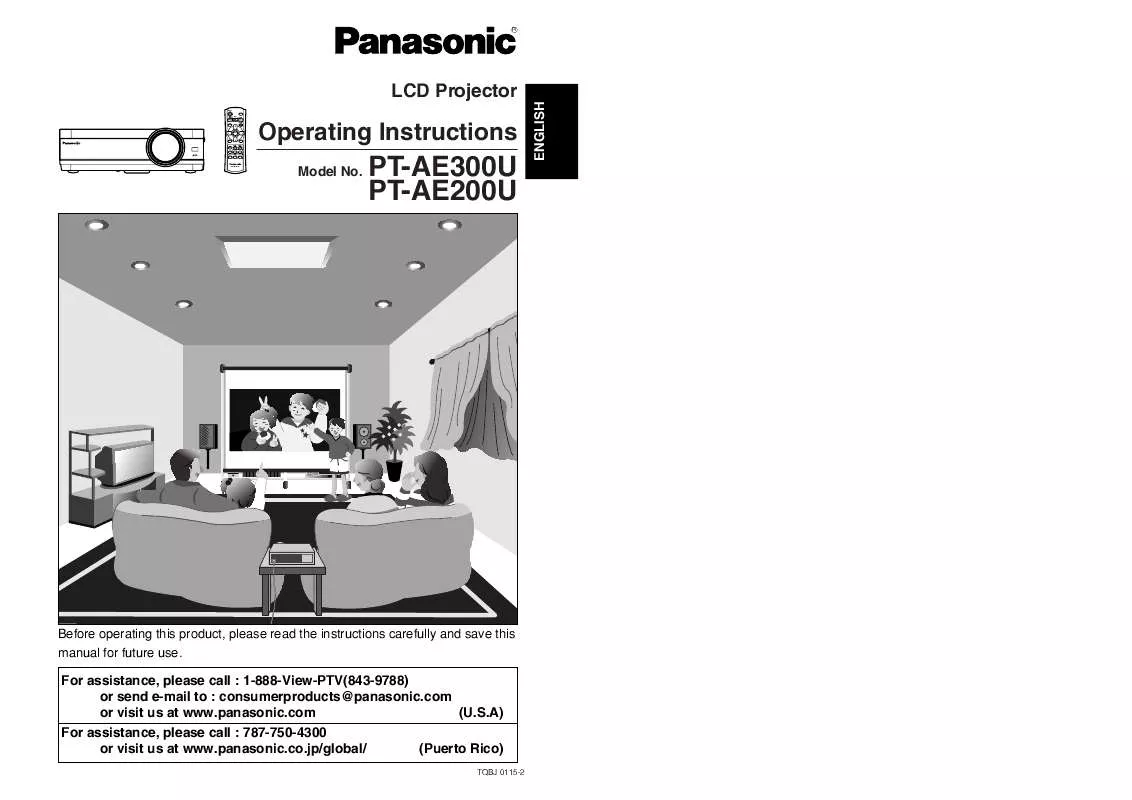Mode d'emploi PANASONIC PT-AE300U