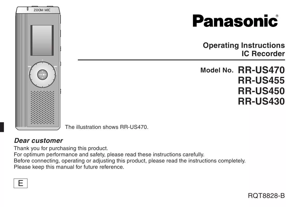 Mode d'emploi PANASONIC RR-US430
