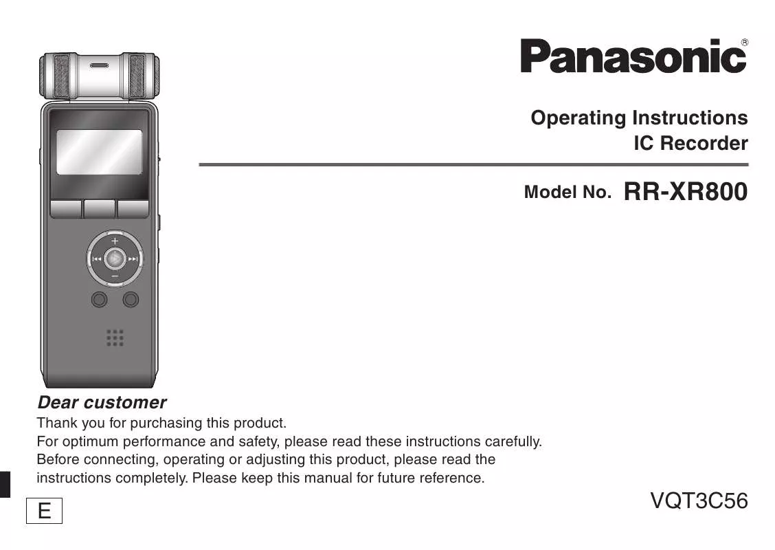 Mode d'emploi PANASONIC RR-XR800E