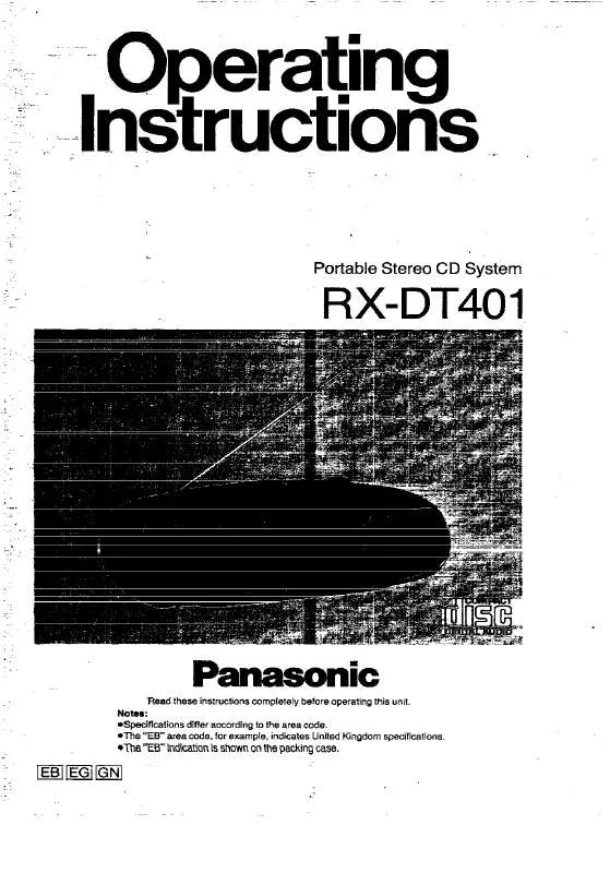 Mode d'emploi PANASONIC RX-DT401