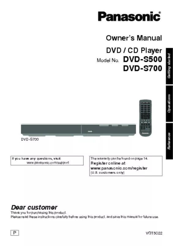 Mode d'emploi PANASONIC DVD-S700EG-K