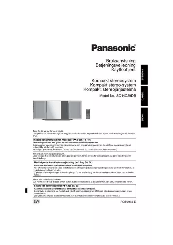 Mode d'emploi PANASONIC SC-HC39DBEW