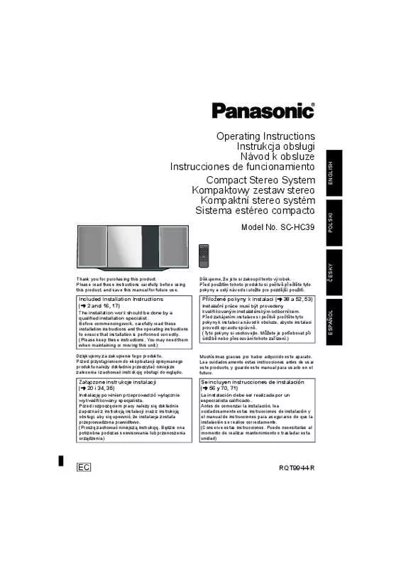 Mode d'emploi PANASONIC SC-HC39EC