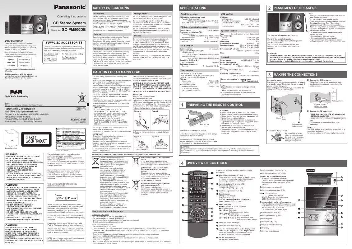 Mode d'emploi PANASONIC SC-PM500