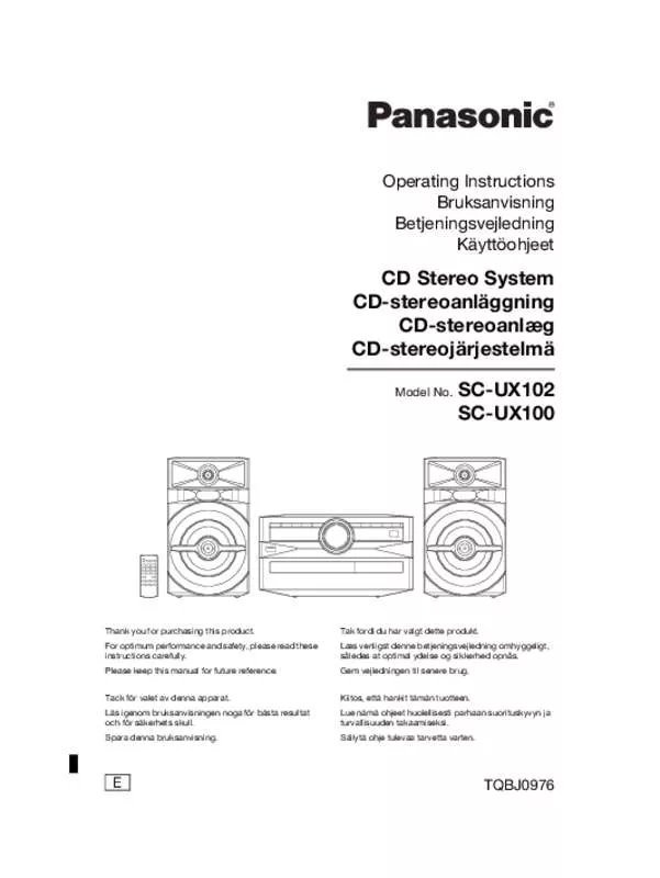 Mode d'emploi PANASONIC SC-UX102E