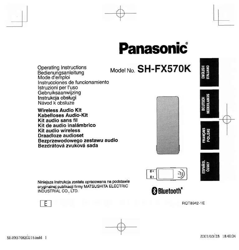 Mode d'emploi PANASONIC SHFX570K