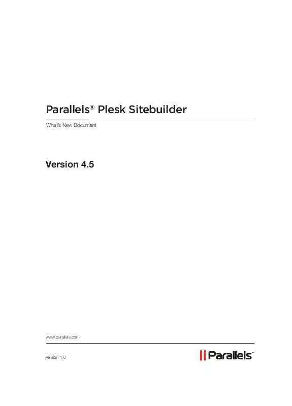 Mode d'emploi PARALLELS PLESK SITEBUILDER V4.5