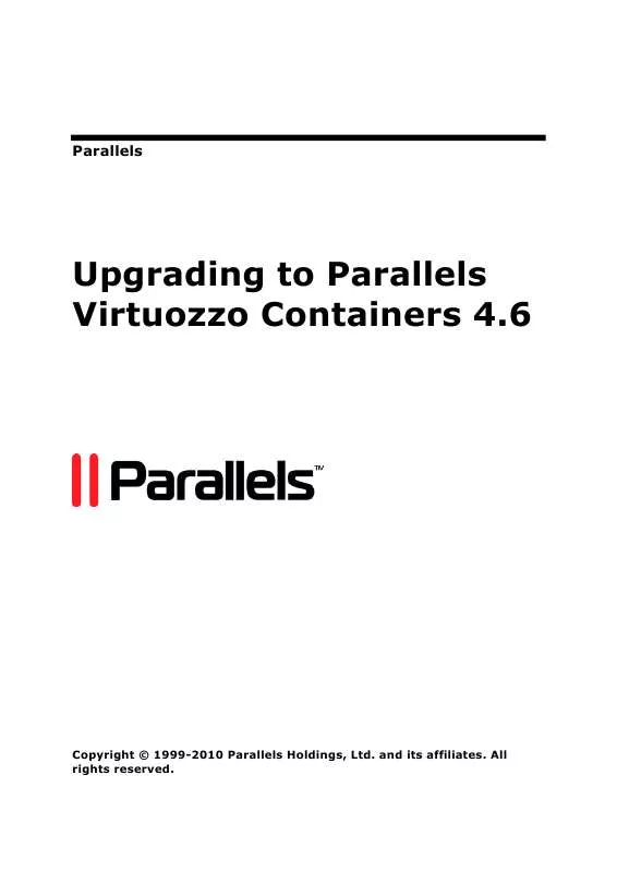 Mode d'emploi PARALLELS VIRTUOZZO CONTAINERS 4.6 FOR LINUX