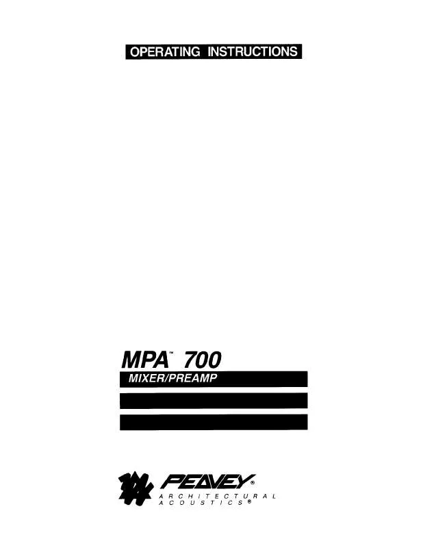 Mode d'emploi PEAVEY MPA 700