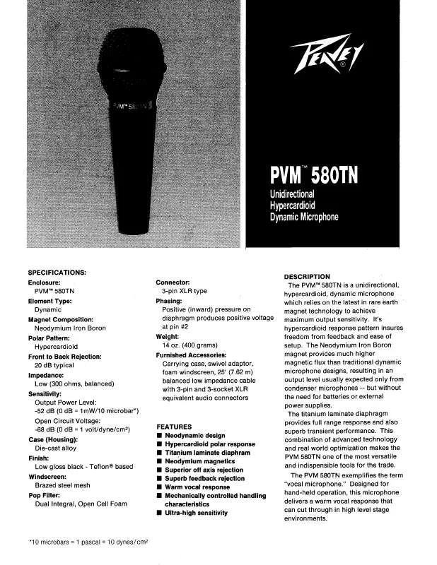 Mode d'emploi PEAVEY PVM 580TN