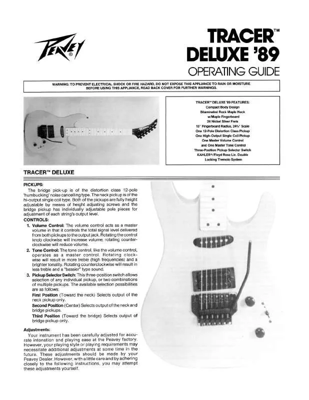 Mode d'emploi PEAVEY TRACER DELUXE 89