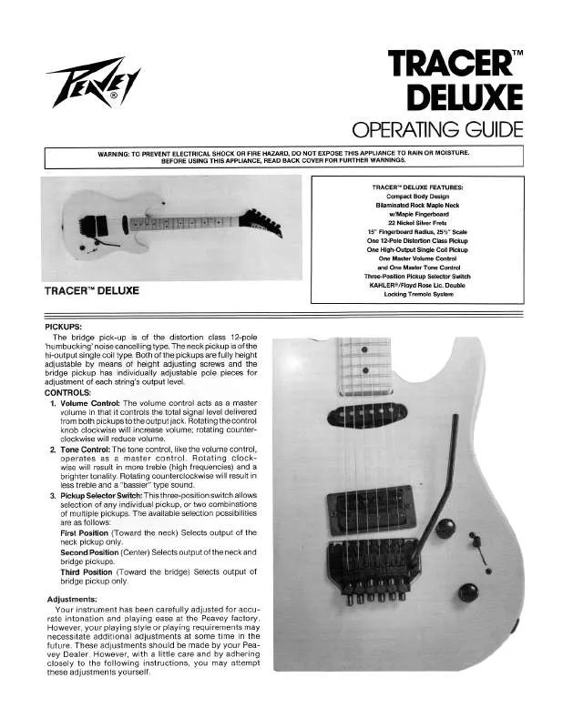 Mode d'emploi PEAVEY TRACER DELUXE