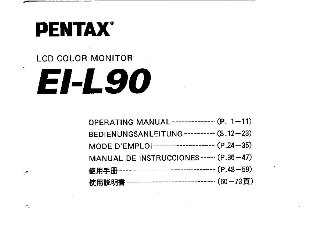 Mode d'emploi PENTAX EI-L90 LCD COLOR MONITOR