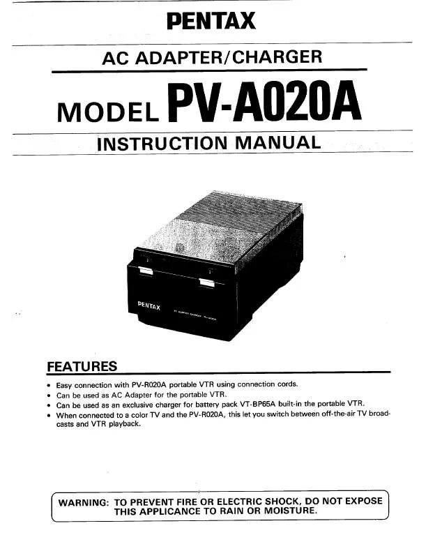 Mode d'emploi PENTAX PV-A020A - AC ADAPTER-CHARGER