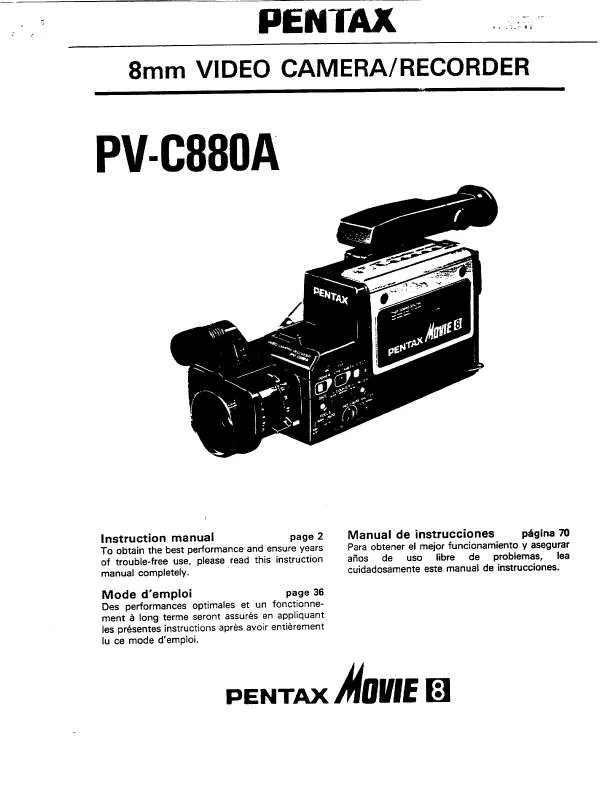 Mode d'emploi PENTAX PVC880A