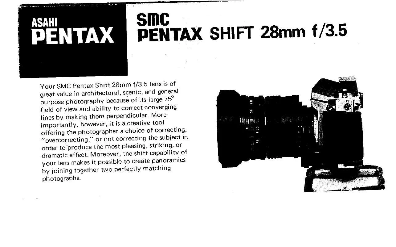 Mode d'emploi PENTAX SMC SHIFT 28MM F3.5