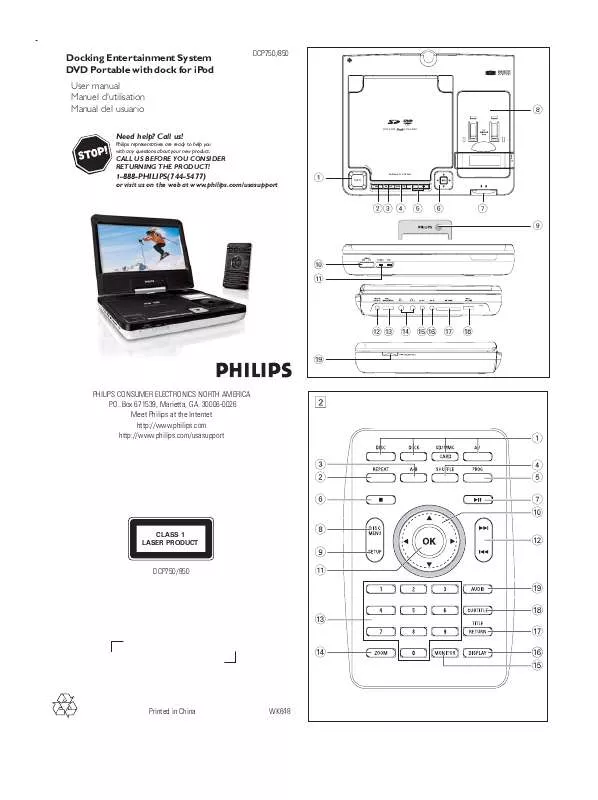 Mode d'emploi PHILIPS DOCKING ENTERTAINMENT SYSTEM DCP850