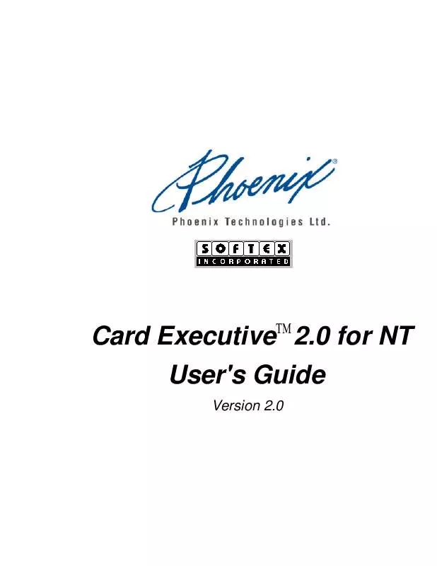 Mode d'emploi PHOENIX TECHNOLOGIES CARD EXECUTIVE FOR NT V2.0