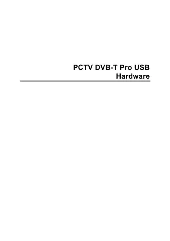 Mode d'emploi PINNACLE PCTV DVB-T PRO USB