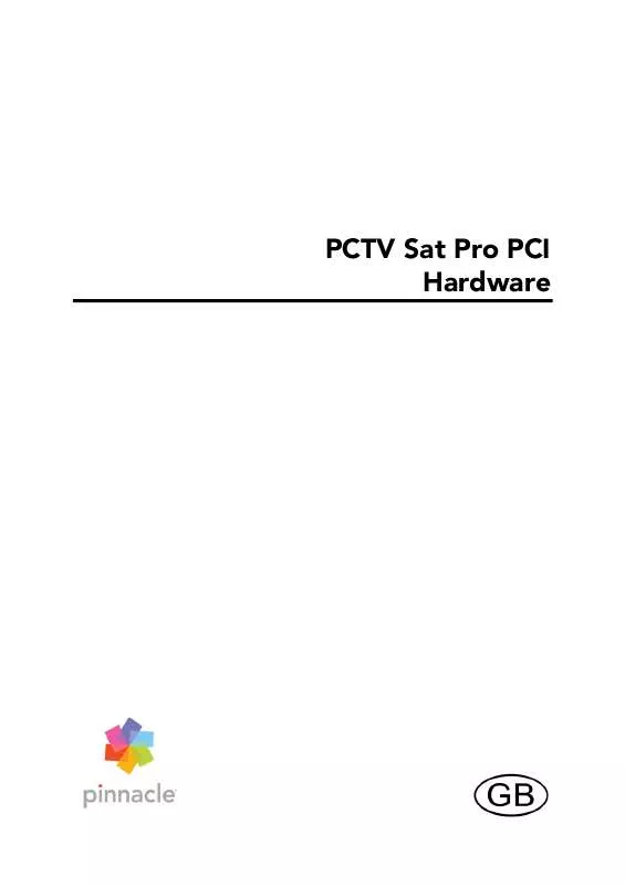 Mode d'emploi PINNACLE PCTV SAT PRO PCI