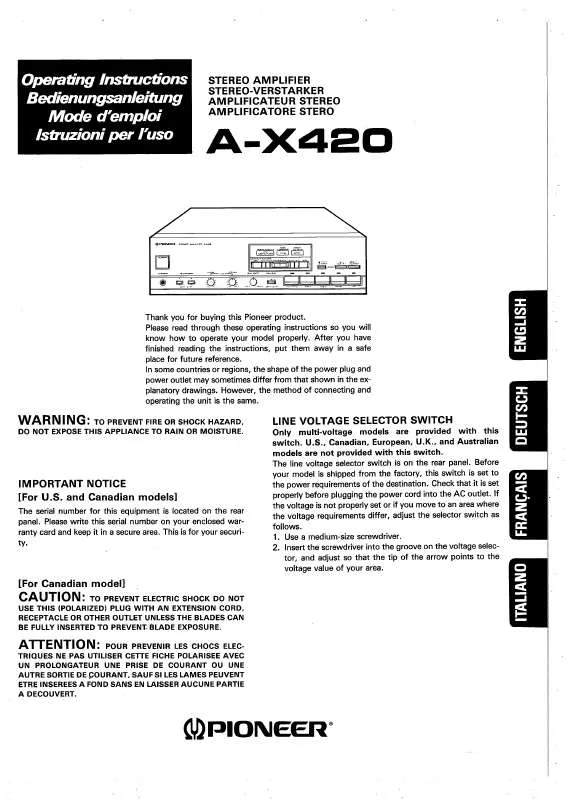 Mode d'emploi PIONEER A-X420