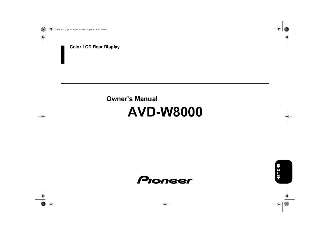 Mode d'emploi PIONEER AVD-W8000