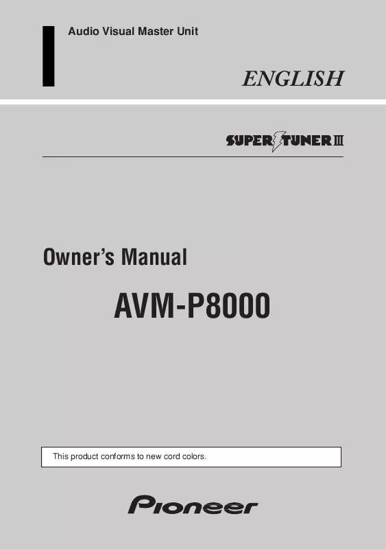 Mode d'emploi PIONEER AVM-P8000