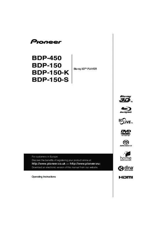 Mode d'emploi PIONEER BDP-450-K