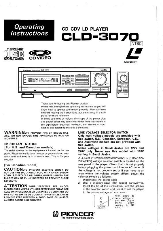 Mode d'emploi PIONEER CLD-3070