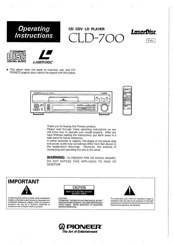 Mode d'emploi PIONEER CLD-700
