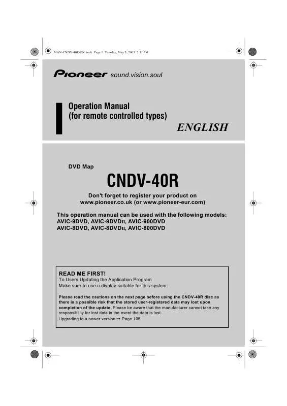 Mode d'emploi PIONEER CNDV-40R