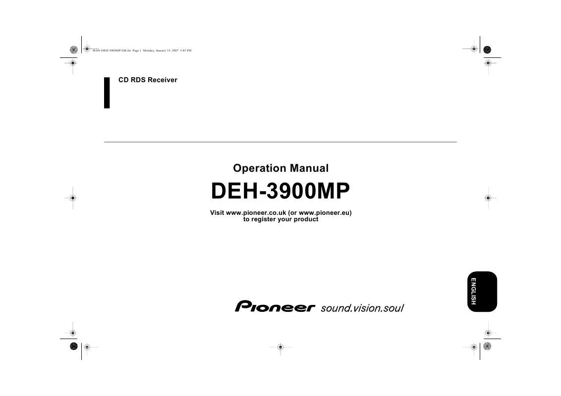 Mode d'emploi PIONEER DEH-3900MP