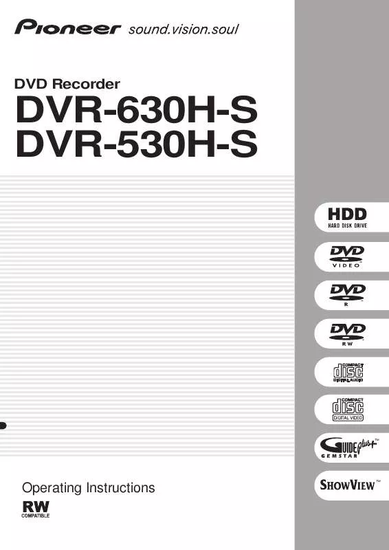 Mode d'emploi PIONEER DVR-530H-S (CONTINENTAAL)