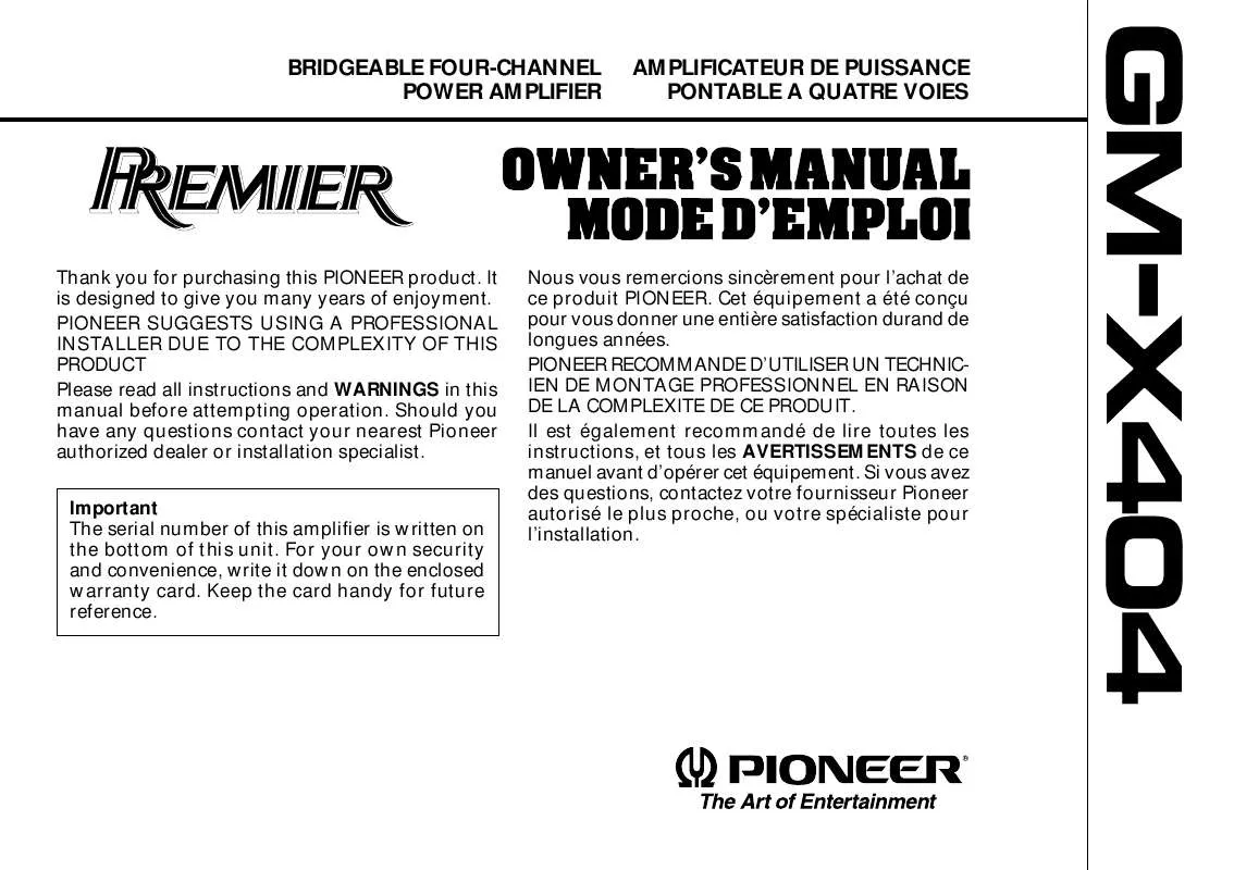 Mode d'emploi PIONEER GM-X404