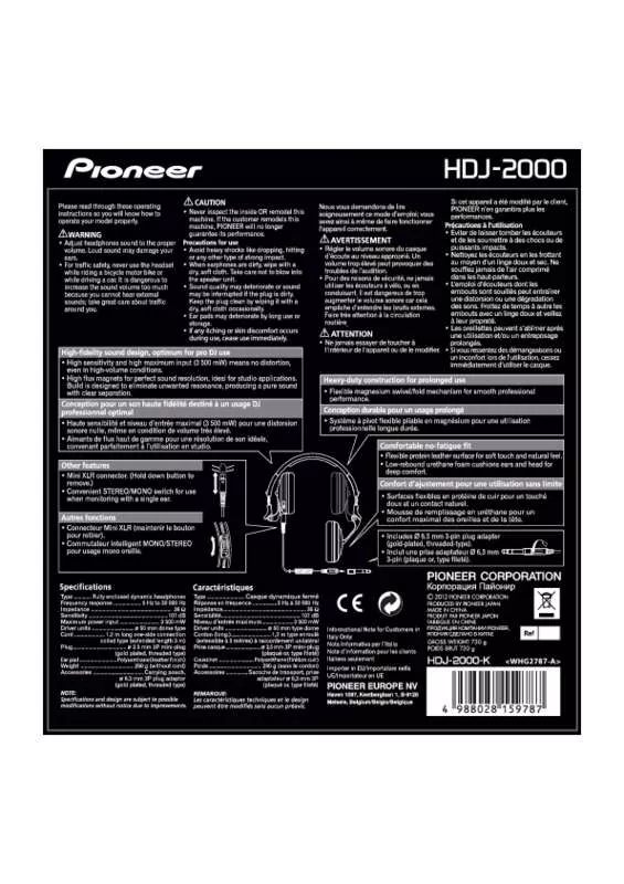 Mode d'emploi PIONEER HDJ-2000-K