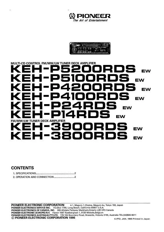 Mode d'emploi PIONEER KEH-P4100RDS