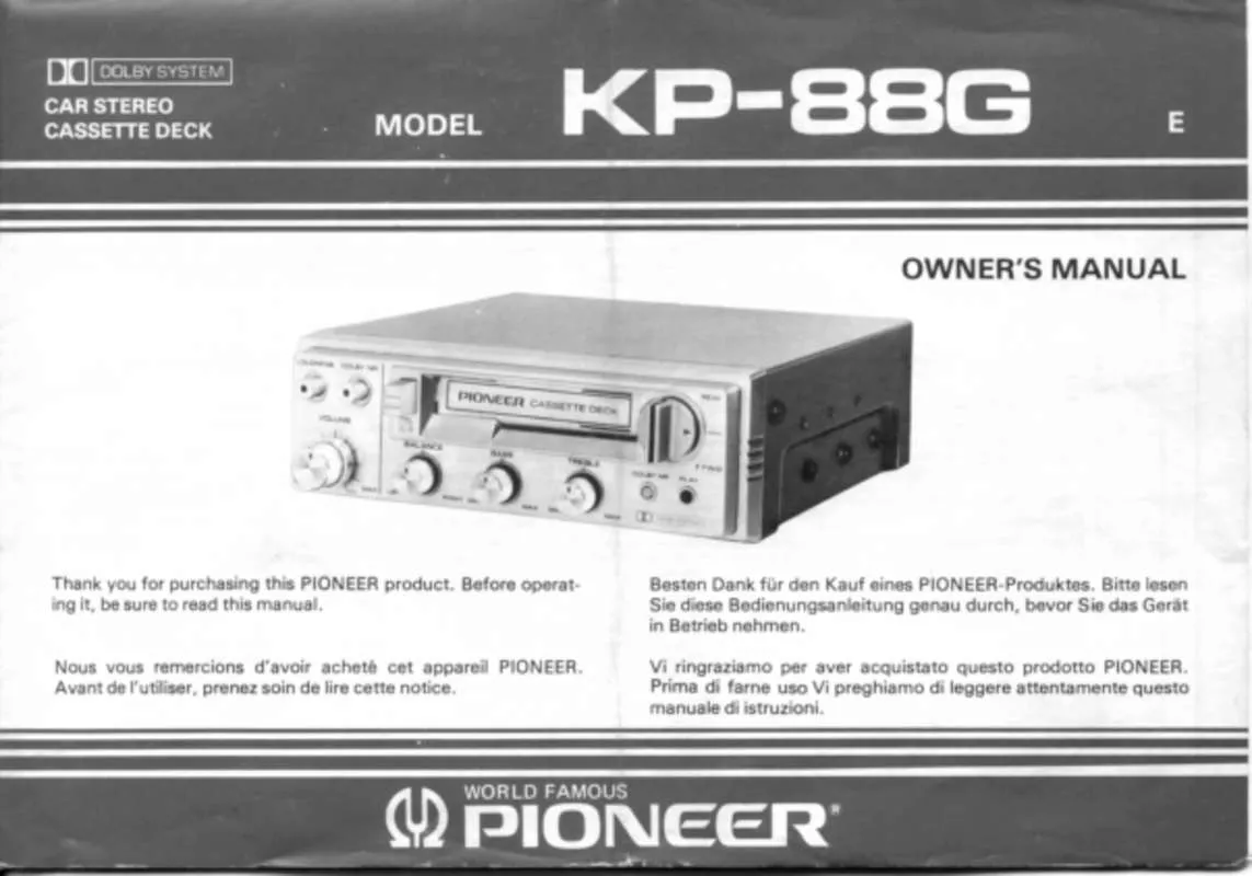 Mode d'emploi PIONEER KP-88G
