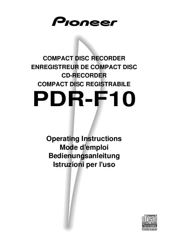 Mode d'emploi PIONEER PDR-F10
