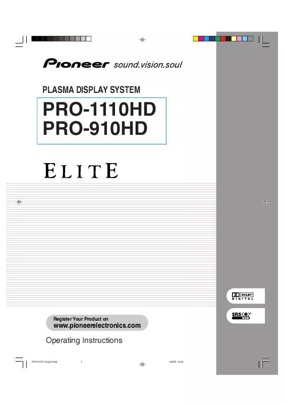 Mode d'emploi PIONEER PRO-1110HD