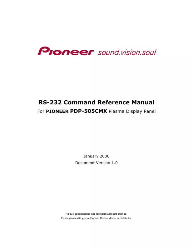 Mode d'emploi PIONEER RS-232