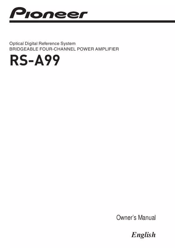 Mode d'emploi PIONEER RS-A99