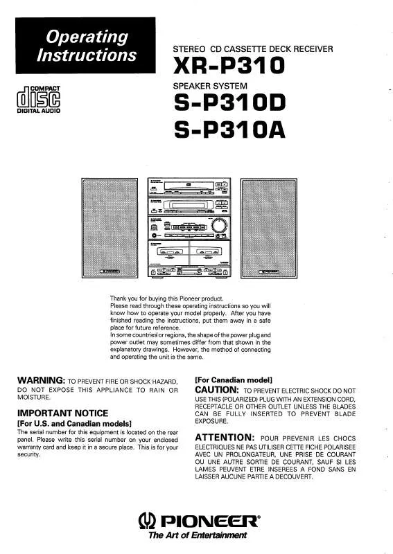 Mode d'emploi PIONEER S-P310A