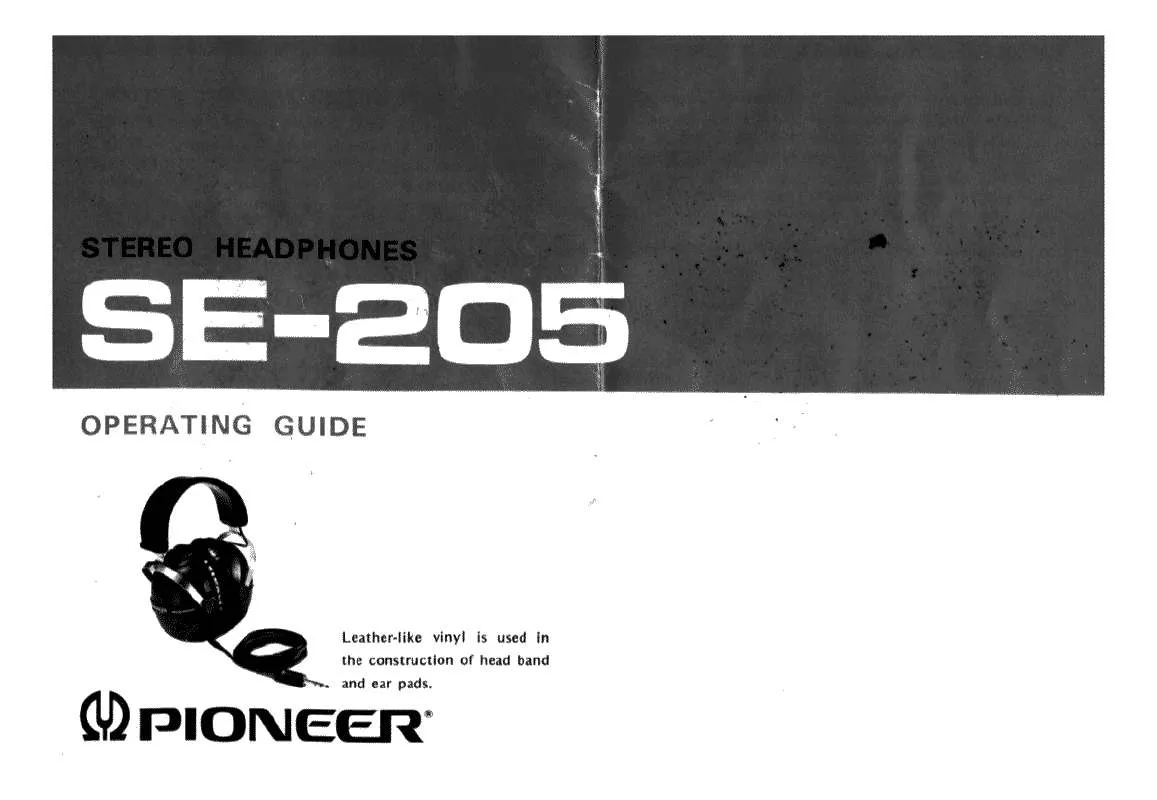 Mode d'emploi PIONEER SE-205